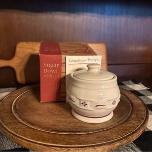 Longaberger sugar bowl w/lid and box